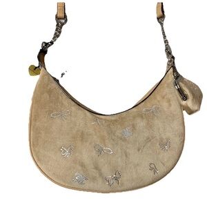 NWT Juicy Couture Delightful Crossbody - Pecan Velour Rhinestones Bows
